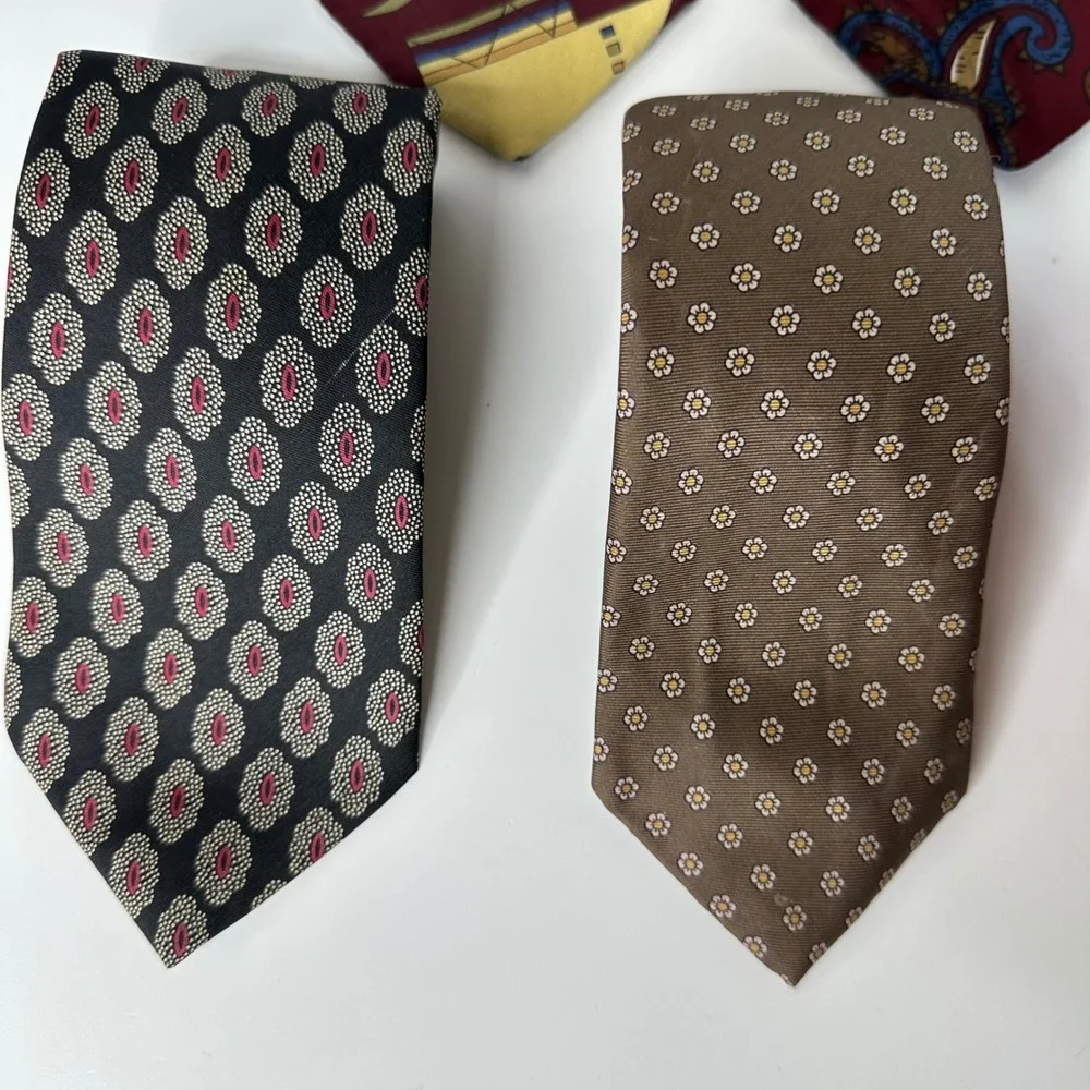 7 Vintage Mens Silk Neck Ties Nino Cerruti Stafford Isaac Zelcer Paisley Floral